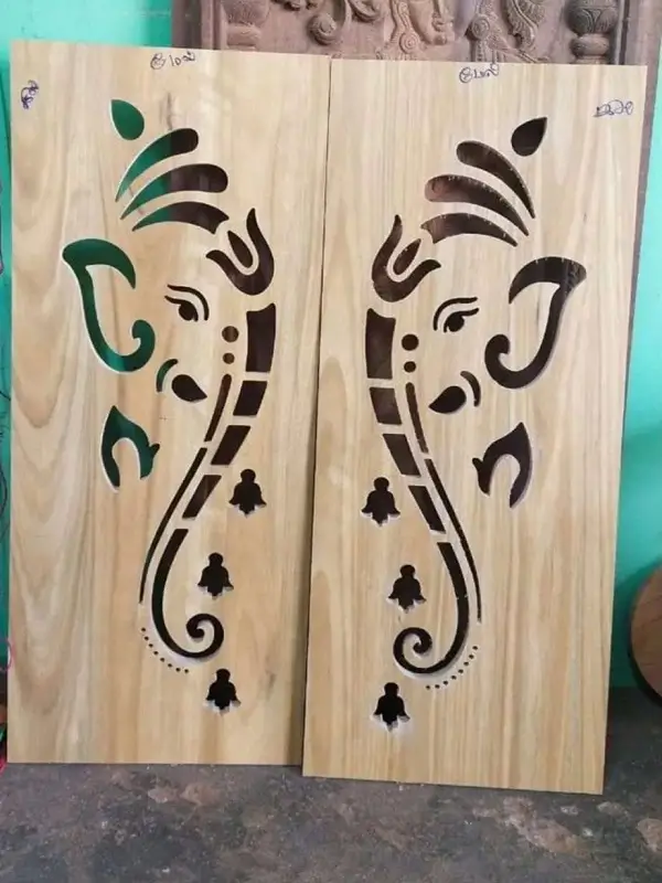 Small Pooja box doors design work on takewood done at Jalavayu vihar colony, JNTU Kukatpally, Hyderabad